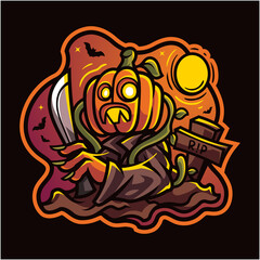 Wall Mural - Halloween pumpkin esport mascot logo