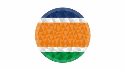 Wall Mural - Round badge or button Maharashtra low poly flag with lightening on the edge animated video