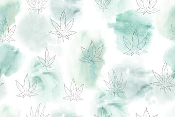  Seamless pattern with cannabis leaves