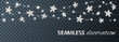 © Olga Prozorova - Seamless vector decoration isolated on transparent background. Strings with silver stars. Sparkling glitter holiday border, frame. For Christmas party posters, wedding invitations, birthday cards.