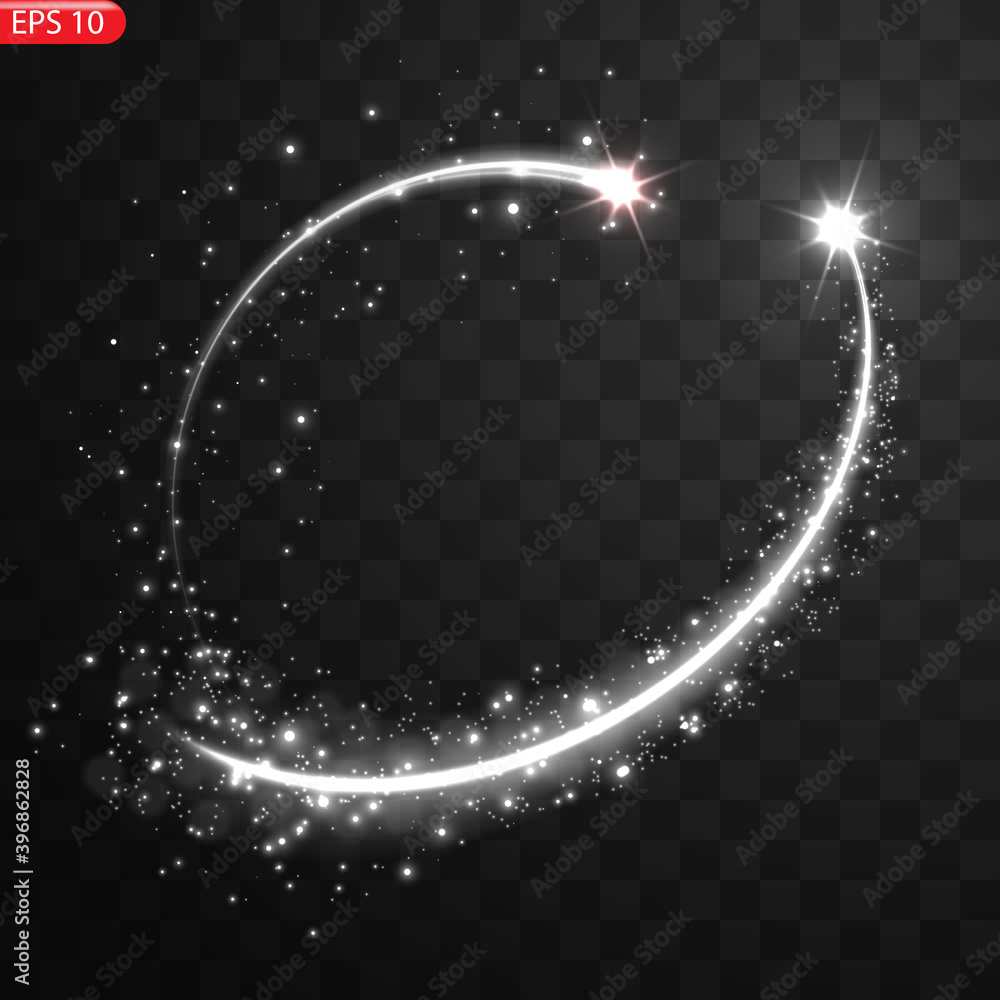 Vector illustration of realistic falling comet. Isolated transparent ...