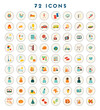 72 icons for kids. Childish vector illustration for toddler schedule