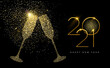 © Cienpies Design - New Year 2021 gold glitter champagne toast card