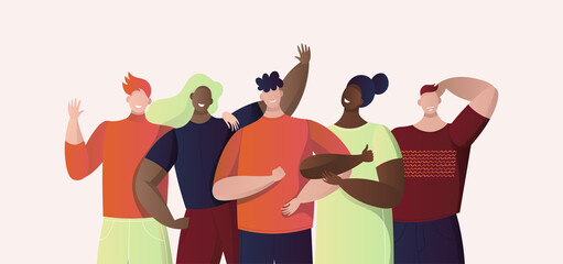 Group of young smiling people. Friendship vector illustration