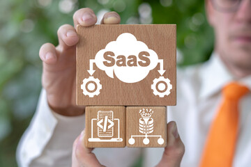 Wall Mural - web technology concept of saas software as a service.