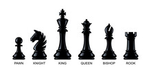 Chess Pieces Isolated On A White Background. Vector Illustration, Eps 10