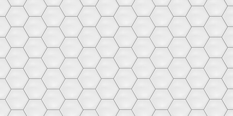 White hexagon ceramic tiles. Modern seamless pattern, white colored hexagon ceramic tiles. 