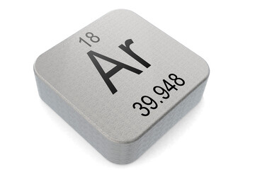 Poster - Argon element symbol on metal block