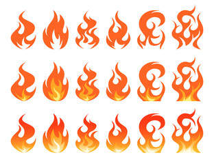 Wall Mural - simple vector flame icons in flat style