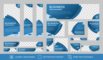 Poster - set of business web banners with standard size. vertical, horizontal and square template. vector eps