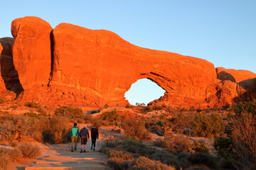 South Window Arch glows at sunset, Arches National Park