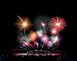 © showcake - Fireworks light up the sky,Crowd watching fireworks and celebrating for Christmas and New Year design