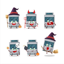 Halloween Expression Emoticons With Cartoon Character Of Stove