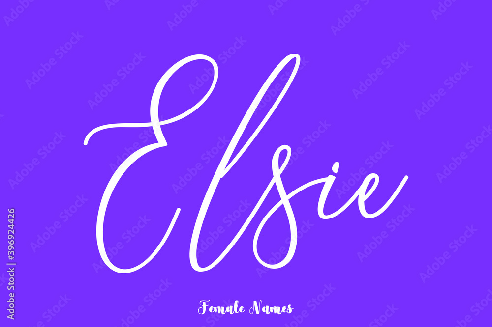 Elsie -Female Name Cursive Handwriting Text On Purple Background Stock ...