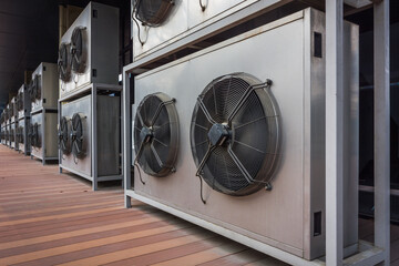 Poster - Air conditioner compressor installed in old building