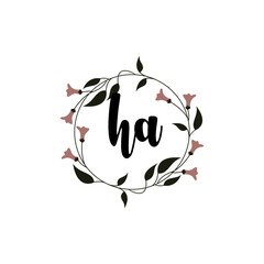 HA Initial handwriting logo template vector
