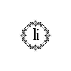 LI Initial handwriting logo template vector 