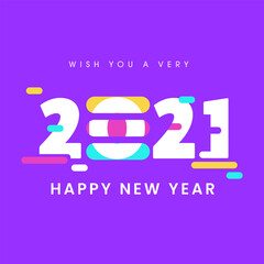 Canvas Print - Wish You A Very 2021 Happy New Year Text On Purple Background.