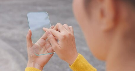 Poster - woman use transparent screen phone