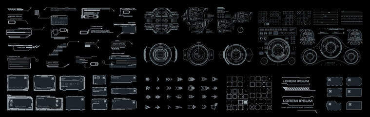 Wall Mural - big set elements for the user interface hud. frames, callouts, arrows, pointers, scales, bars, navig