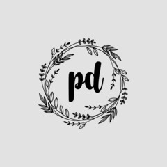 Wall Mural - PD Initial handwriting logo template vector 