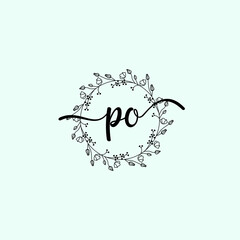 Wall Mural - PO Initial handwriting logo template vector 