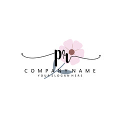 PR Initial handwriting logo template vector 