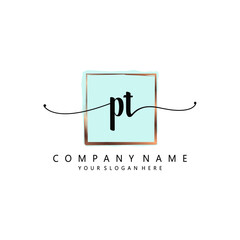 PT Initial handwriting logo template vector 