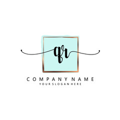 QR Initial handwriting logo template vector 