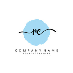 RE Initial handwriting logo template vector 