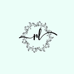 rl initial handwriting logo template vector