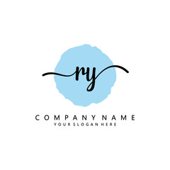 RY Initial handwriting logo template vector 