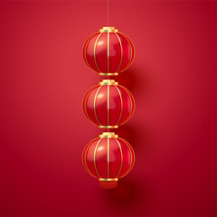 Sticker - Chinese traditional red lanterns