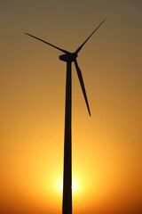 wind turbine at sunset