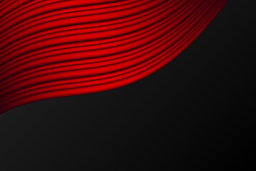 Red Curtain On Black Background. Vector