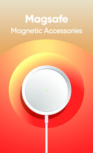 Magsafe Wireless Smartphone Charging. Vector Illustration. Wireless Phone Charger.