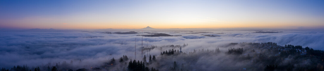  Looking at Mt. Hood during Morning Sunrise over a sea of Fog