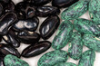 Green bean seeds, natural ones and chemical coated seeds