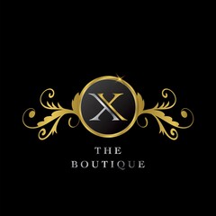 Poster - Golden Circle X Logo Luxury Boutique vector template design concept.