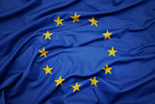 Waving Colorful National Flag Of European Union.
