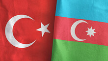 Azerbaijan And Turkey Two Flags Textile Cloth 3D Rendering