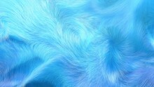 Blue Fur Background, Closeup Of Waving  Plush Fur Texture, 3D Illustration.