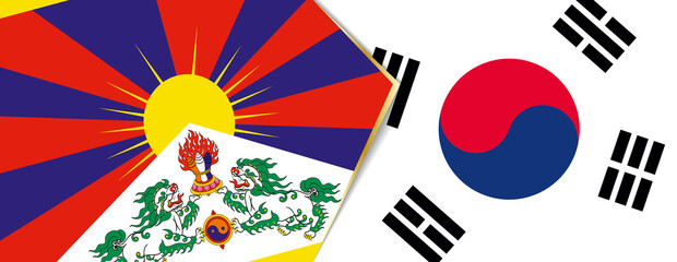 Wall Mural - Tibet and South Korea flags, two vector flags.