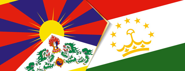 Wall Mural - Tibet and Tajikistan flags, two vector flags.