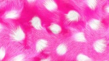Pink Faux Fur Background, 3D Illustration, Fluffy Texture, White Dots On Hot Pink Background.
