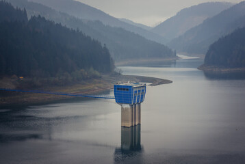 Sticker - Water reservoir Sance in Moravian-Silesian Beskids mountain range, Czech Republic