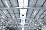 Fototapeta Miasto - large industrial hall - transport warehouse - modern LED lighting