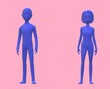 © dolores - man and women 3D illustration on pink background.