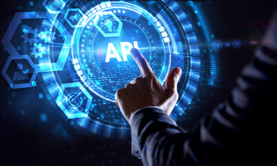 API - Application Programming Interface. Software development tool. Business, modern technology, internet and networking concept