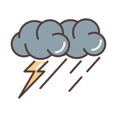 Sticker - weather stormy thunder and rain season line and fill style